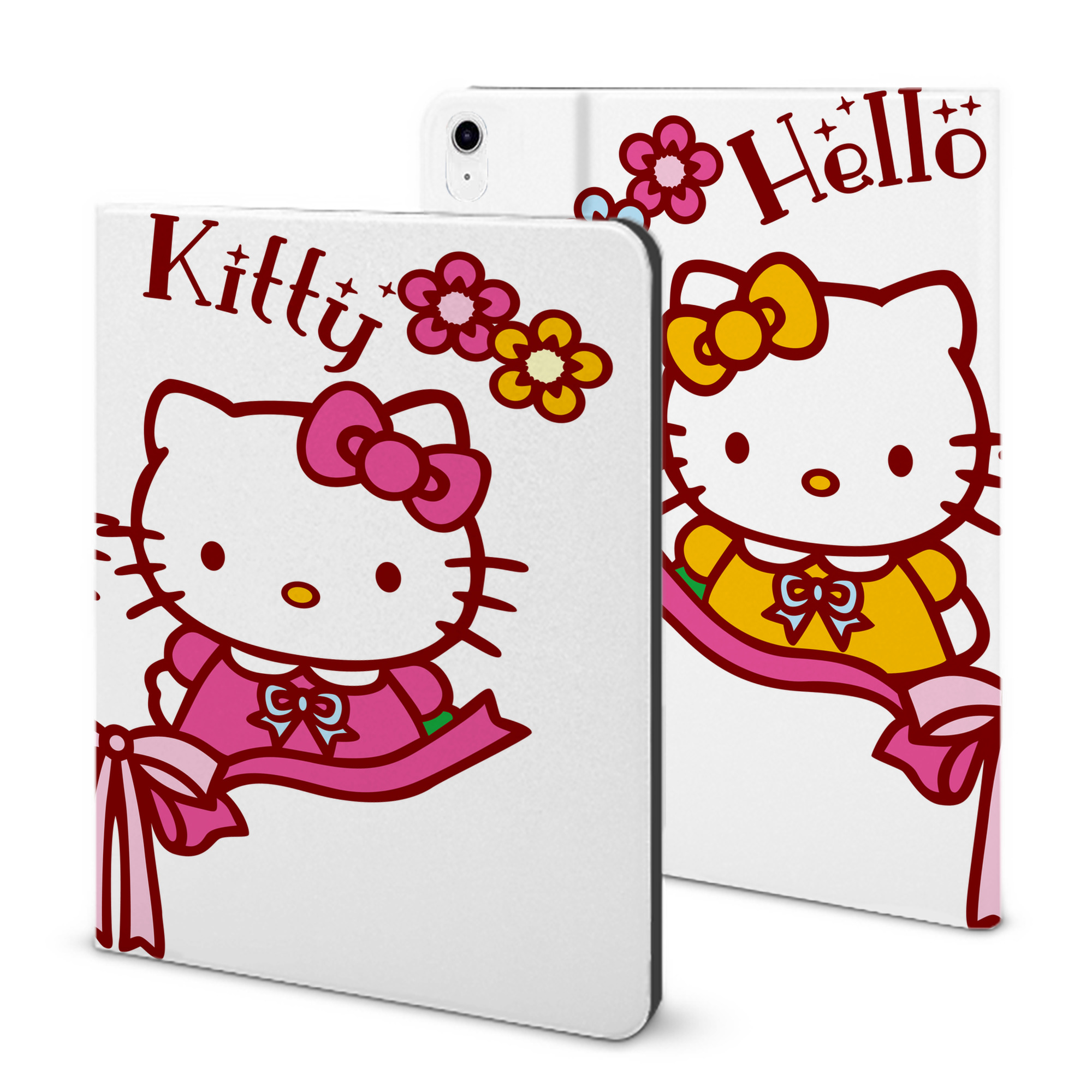 （画像用） Hello Kitty ハローキティ IPad ケース ブック型 PUレザー TPU 耐衝撃 軽量 薄型 ペン収納なし 全面保護 IPad 各モデル対応